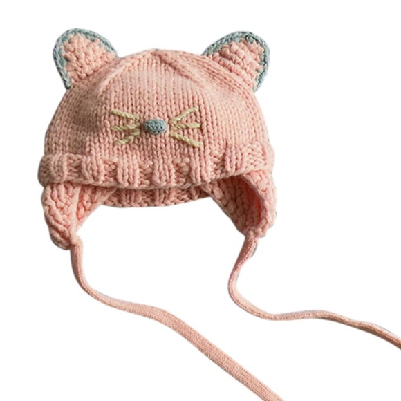 🚫Sold🚫Pink Kitten Baby/Toddler Winter Hat - Picture 3 of 4